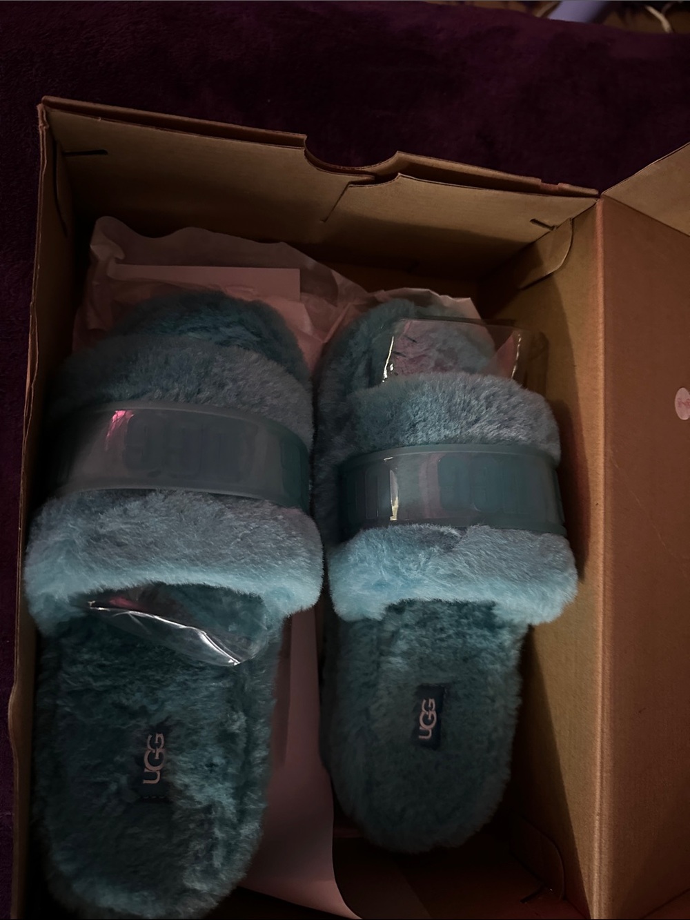 UGG Teal Fluff Slide - Plush Shearling Women's Slip-On